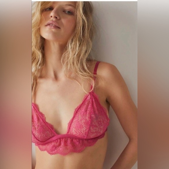 Free People Intimately free Bright Eyes Pink scalloped edge Bralette size medium - Picture 4 of 6